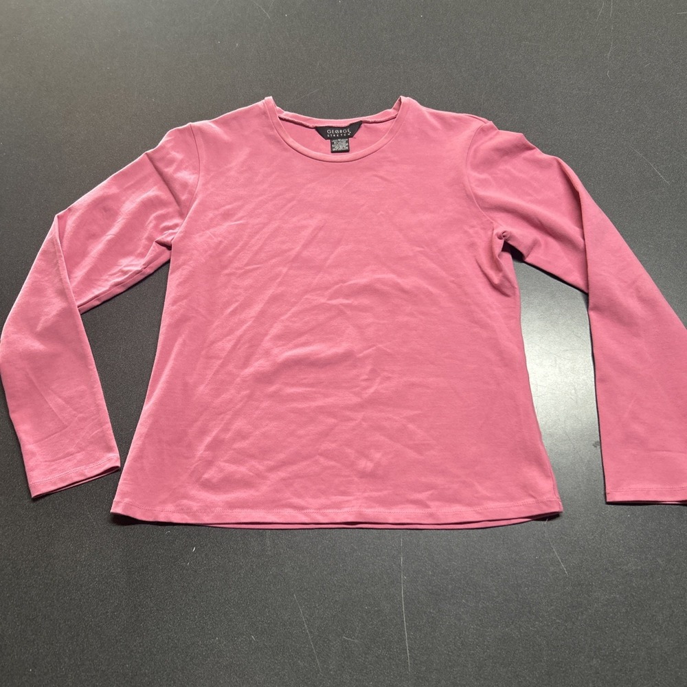 Vintage Pink Long Sleeve Shirt Size M Crewneck Stretchy Pullover TOP